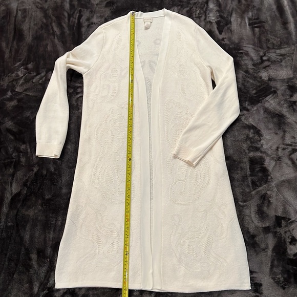 Chico’s Cream Off White Duster-longline Length Cardigan - Picture 4 of 12